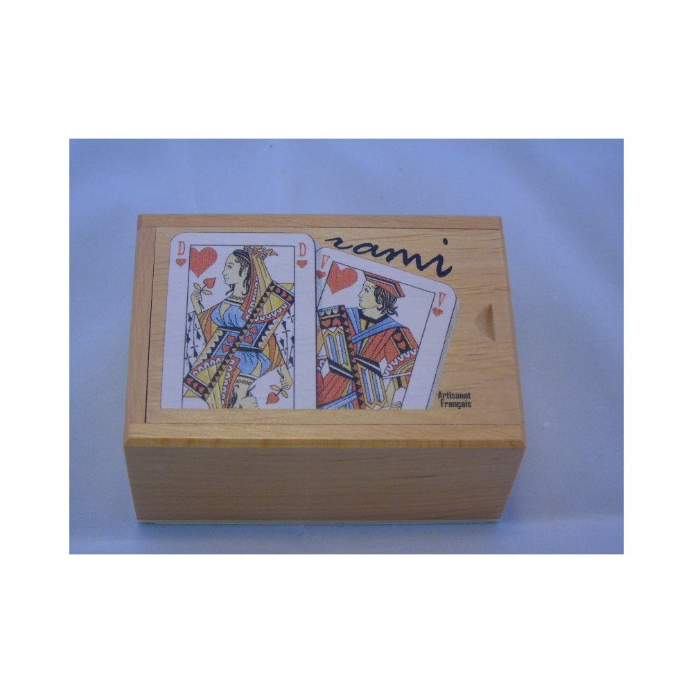 Boîte pour jeu de rami en bois avec jeu de cartes Article fabriqué dans le  Jura - La Ruche des